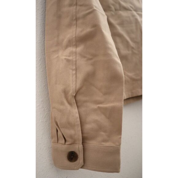 Express 09710136-0557 Women's Sz L Khaki Twill Cropped Shirt Jacket Shacket - Picture 6 of 9